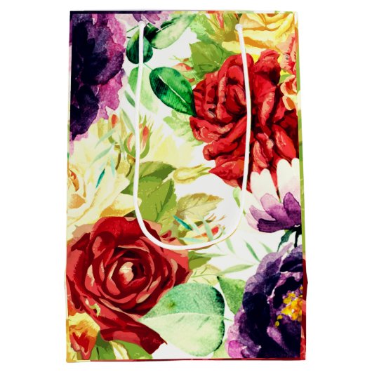 Vintager Stil Große Blume Mittlere Geschenktüte (Rückseite)