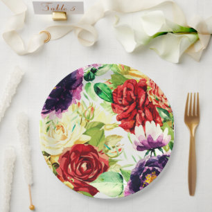 Vintager Stil Große Blume Pappteller