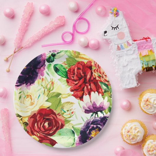 Vintager Stil Große Blume Pappteller (Party)