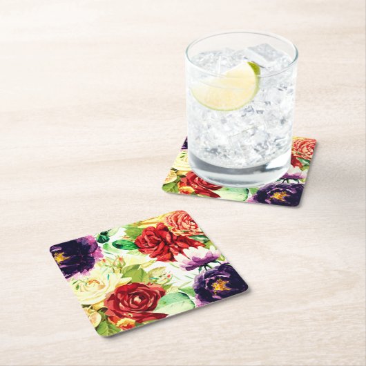 Vintager Stil Große Blume Rechteckiger Pappuntersetzer (Vor Ort)