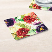 Vintager Stil Große Blume Rechteckiger Pappuntersetzer (angewinkelt)