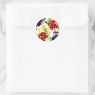 Vintager Stil Große Blume Runder Aufkleber