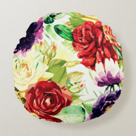 Vintager Stil Große Blume Rundes Kissen