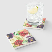 Vintager Stil Große Blume Steinuntersetzer (Seitenansicht)