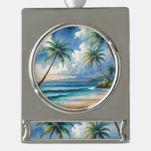 Vintager Stil Hawaii Reise Aloha Von Hawaii Banner-Ornament Silber