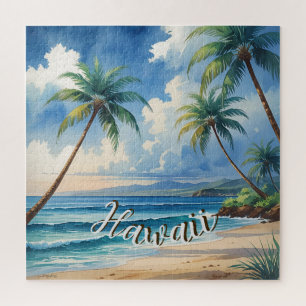 Vintager Stil Hawaii Reiseküste Blue Sea Puzzle
