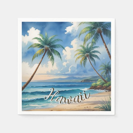 Vintager Stil Hawaii Reiseküste Blue Sea Serviette (Vorderseite)