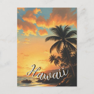 Vintager Stil Hawaiian Reisen Küste Meer Sunset Feiertagspostkarte