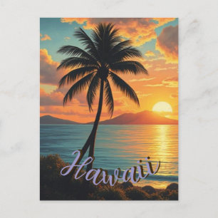 Vintager Stil Hawaiian Reisen Küste Meer Sunset Feiertagspostkarte