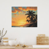 Vintager Stil Hawaiian Reisen Küste Meer Sunset Poster (Küche)