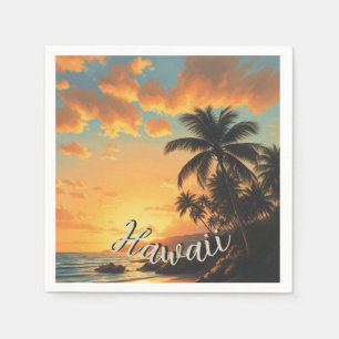 Vintager Stil Hawaiian Reisen Küste Meer Sunset Serviette