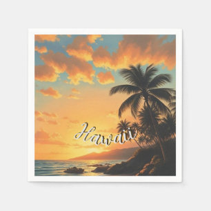 Vintager Stil Hawaiian Reisen Küste Meer Sunset Serviette