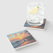 Vintager Stil Hawaiian Reisen Küste Meer Sunset Steinuntersetzer (Seitenansicht)