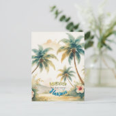 Vintager Stil Hawaiian Seascape Palms Feiertagspostkarte (Stehend Vorderseite)