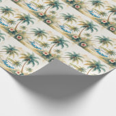 Vintager Stil Hawaiian Seascape Palms Geschenkpapier (Ecke)