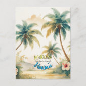 Vintager Stil Hawaiian Seascape Palms Postkarte (Vorderseite)