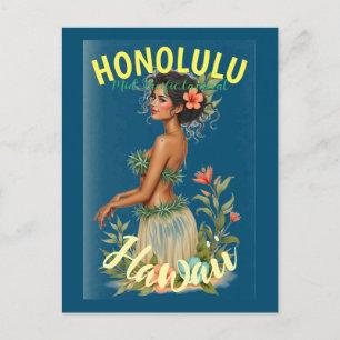 Vintager Stil Hawaiian Travel Honolulu Mittelpazif Ankündigungspostkarte