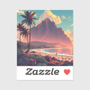 Vintager Stil Hawaiian Travel Honolulu Mittelpazif Aufkleber