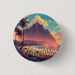 Vintager Stil Hawaiian Travel Honolulu Mittelpazif Button