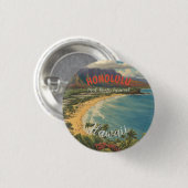 Vintager Stil Hawaiian Travel Honolulu Mittelpazif Button (Vorne & Hinten)