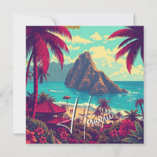 Vintager Stil Hawaiian Travel Honolulu Mittelpazif Feiertagskarte