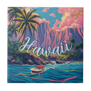 Vintager Stil Hawaiian Travel Honolulu Mittelpazif Fliese