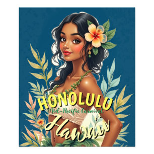 Vintager Stil Hawaiian Travel Honolulu Mittelpazif Fotodruck