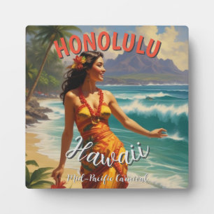 Vintager Stil Hawaiian Travel Honolulu Mittelpazif Fotoplatte
