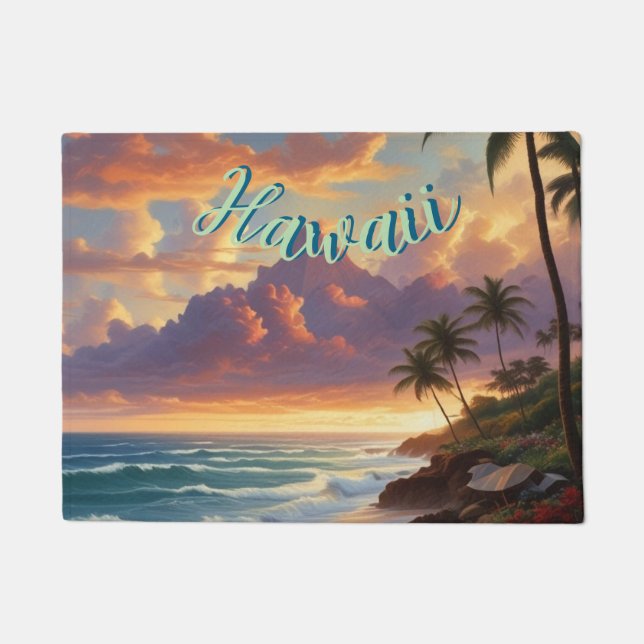 Vintager Stil Hawaiian Travel Honolulu Mittelpazif Fußmatte (Vorderseite)