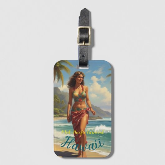 Vintager Stil Hawaiian Travel Honolulu Mittelpazif Gepäckanhänger (Vorderseite Vertikal)