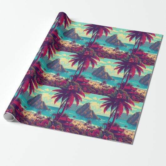 Vintager Stil Hawaiian Travel Honolulu Mittelpazif Geschenkpapier (Ungerollt)