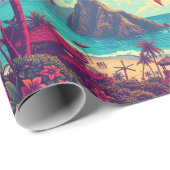 Vintager Stil Hawaiian Travel Honolulu Mittelpazif Geschenkpapier (Rolleneckpunkt)