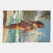Vintager Stil Hawaiian Travel Honolulu Mittelpazif Geschirrtuch (Horizontal)