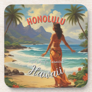 Vintager Stil Hawaiian Travel Honolulu Mittelpazif Getränkeuntersetzer