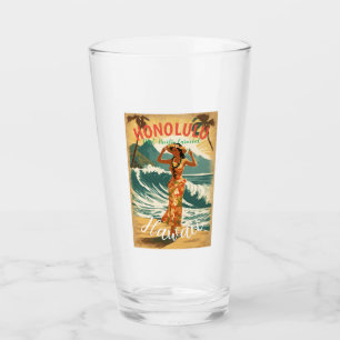Vintager Stil Hawaiian Travel Honolulu Mittelpazif Glas