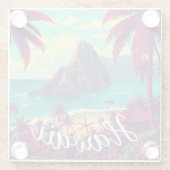 Vintager Stil Hawaiian Travel Honolulu Mittelpazif Glasuntersetzer (Rückseite)