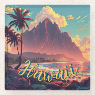 Vintager Stil Hawaiian Travel Honolulu Mittelpazif Glasuntersetzer