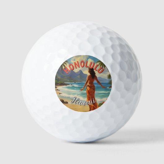 Vintager Stil Hawaiian Travel Honolulu Mittelpazif Golfball (Vorderseite)