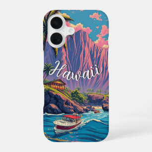 Vintager Stil Hawaiian Travel Honolulu Mittelpazif iPhone 16 Hülle