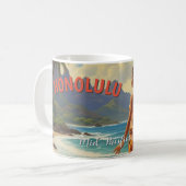 Vintager Stil Hawaiian Travel Honolulu Mittelpazif Kaffeetasse (Vorderseite Links)