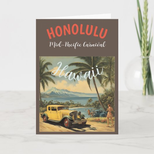 Vintager Stil Hawaiian Travel Honolulu Mittelpazif Karte (Vorderseite)