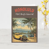 Vintager Stil Hawaiian Travel Honolulu Mittelpazif Karte (Gelbe Blume)