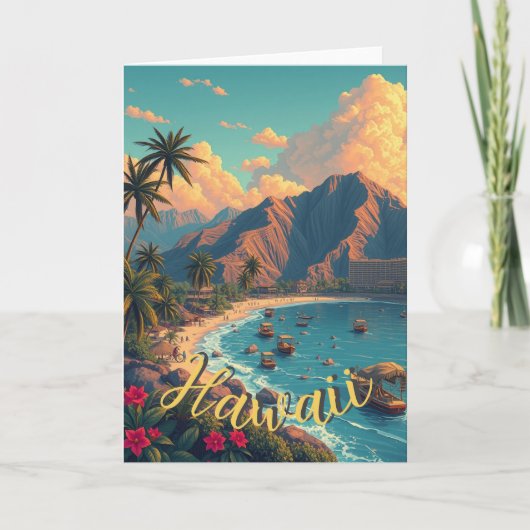 Vintager Stil Hawaiian Travel Honolulu Mittelpazif Karte (Vorderseite)