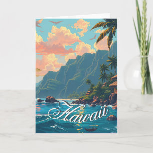 Vintager Stil Hawaiian Travel Honolulu Mittelpazif Karte