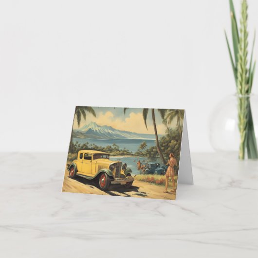 Vintager Stil Hawaiian Travel Honolulu Mittelpazif Karte (Vorderseite)