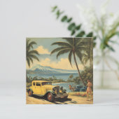 Vintager Stil Hawaiian Travel Honolulu Mittelpazif Karte (Stehend Vorderseite)