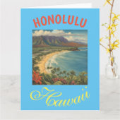 Vintager Stil Hawaiian Travel Honolulu Mittelpazif Karte (Gelbe Blume)