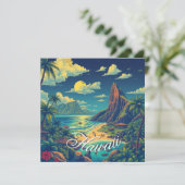 Vintager Stil Hawaiian Travel Honolulu Mittelpazif Karte (Stehend Vorderseite)