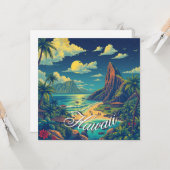 Vintager Stil Hawaiian Travel Honolulu Mittelpazif Karte (Vorderseite/Rückseite Beispiel)