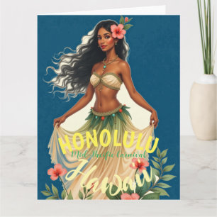 Vintager Stil Hawaiian Travel Honolulu Mittelpazif Karte